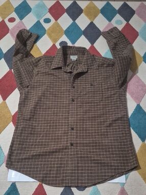 L.L. Bean Brown Plaid Casual Button-Down Shirt